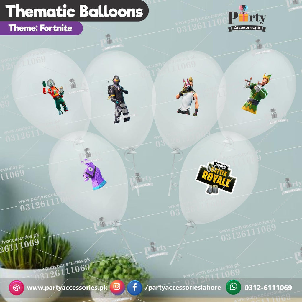 Fortnite theme birthday transparent balloons with stickers