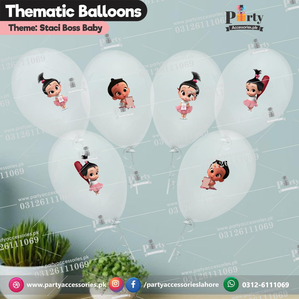 Boss Baby Staci theme birthday transparent balloons with stickers