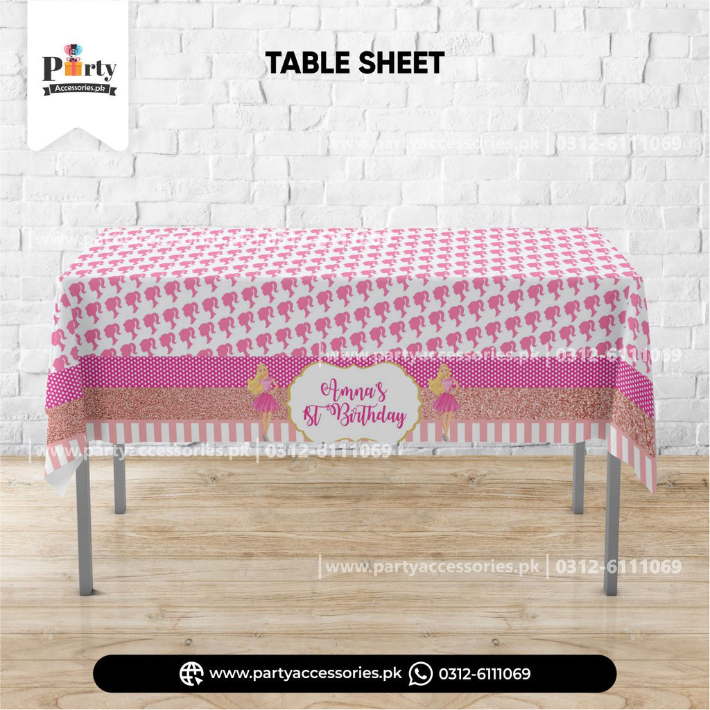 Barbie theme decoration | customized table top sheet 