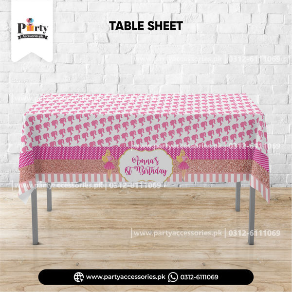 Barbie theme decoration | customized table top sheet 