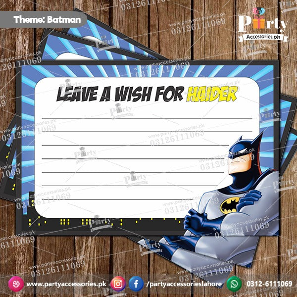 Batman theme Customized Party wish Cards for decoration