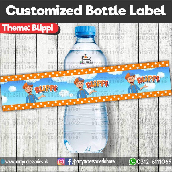 Blippi theme Customized Bottle Label wraps for table decoration