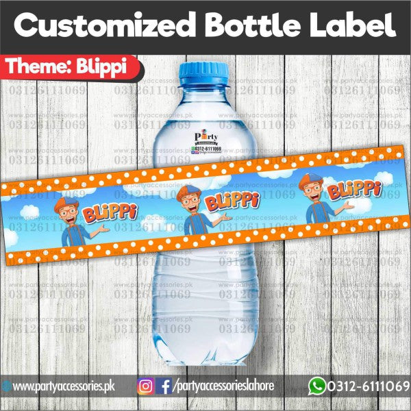 Blippi Theme Bottle Labels: 6-Pack of Fun Table Decorations ...