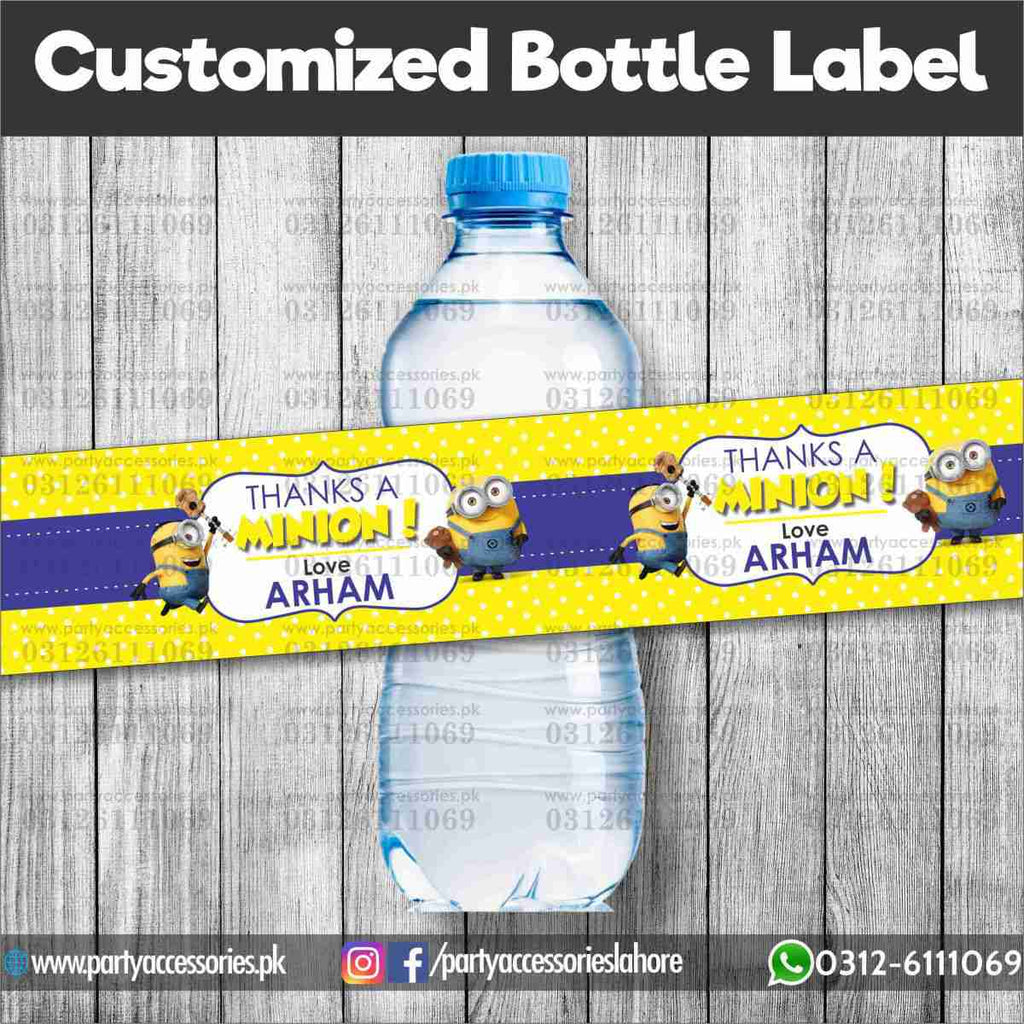 Minion theme Customized Bottle Labels for table decoration