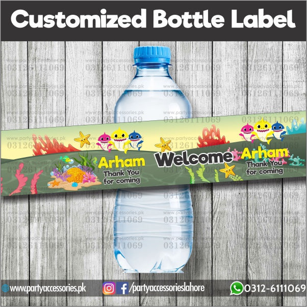baby shark theme customized bottle labels 
