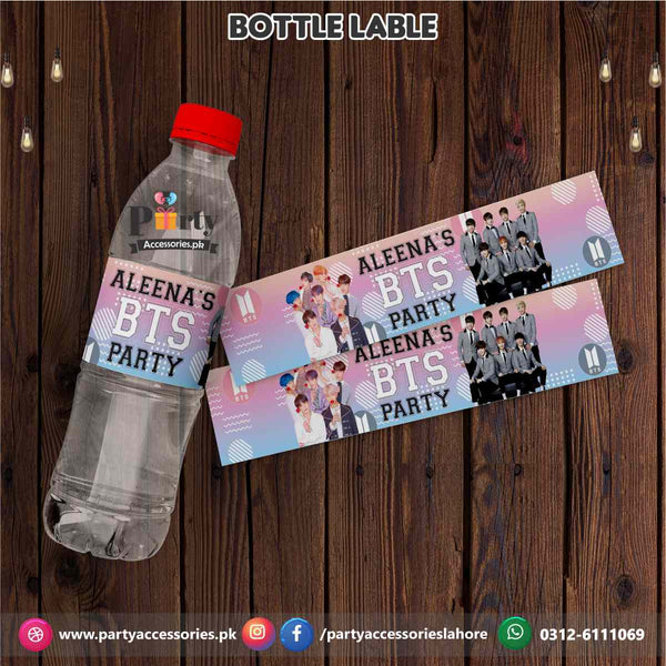 BTS theme party bottle labels