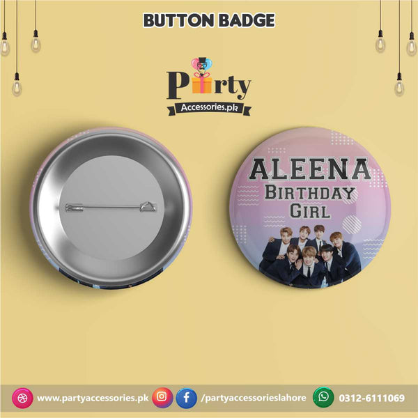 Bts theme customized button badge for birthday party celebration