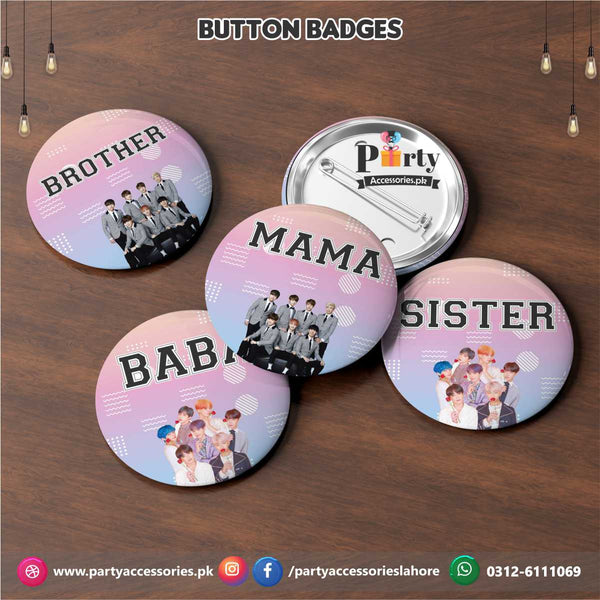 Bts theme customized button badges for birthday party decoration