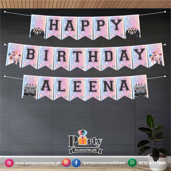 Bts theme customized name birthday bunting banner for wall decoration