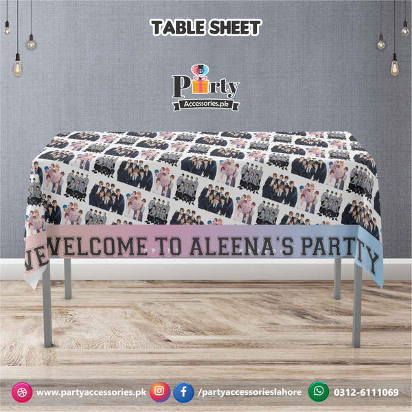 Bts theme customized birthday party table top cover sheet