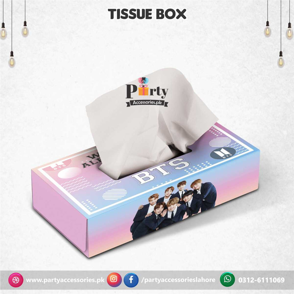 Bts theme customized tissue box cover for birthday party table decoration