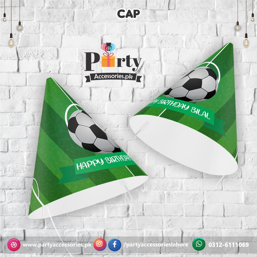 Customized Cone shape caps in Football theme birthday party 