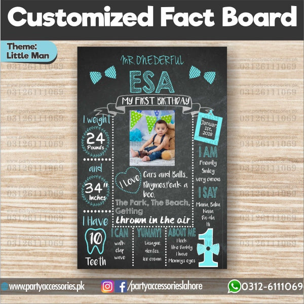 Fact Board Examples Customized OneDerful theme first birthday Fact board / Milestone Board ...