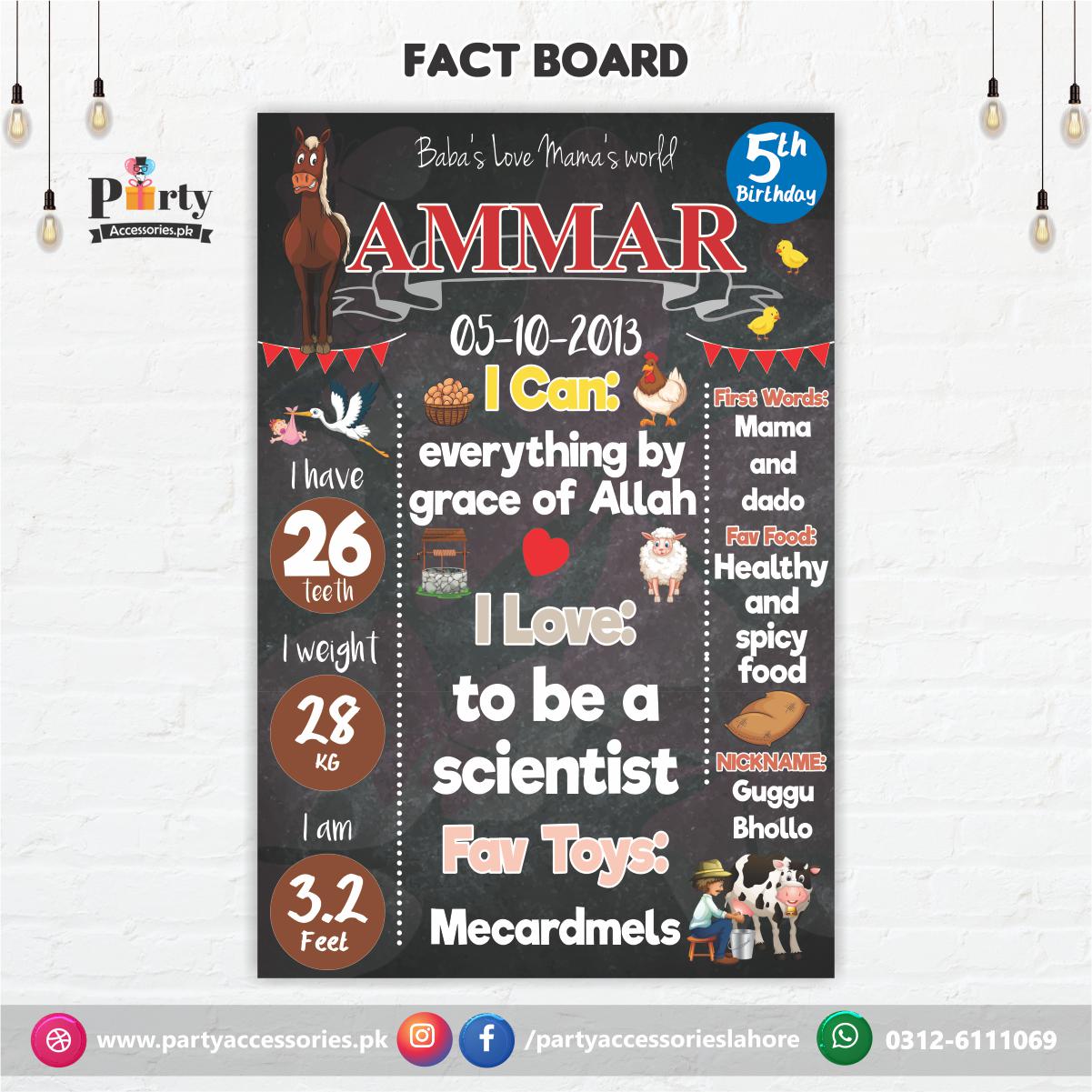 Customized Farm animals theme Fact board / Milestone Board / Chalkboar ...