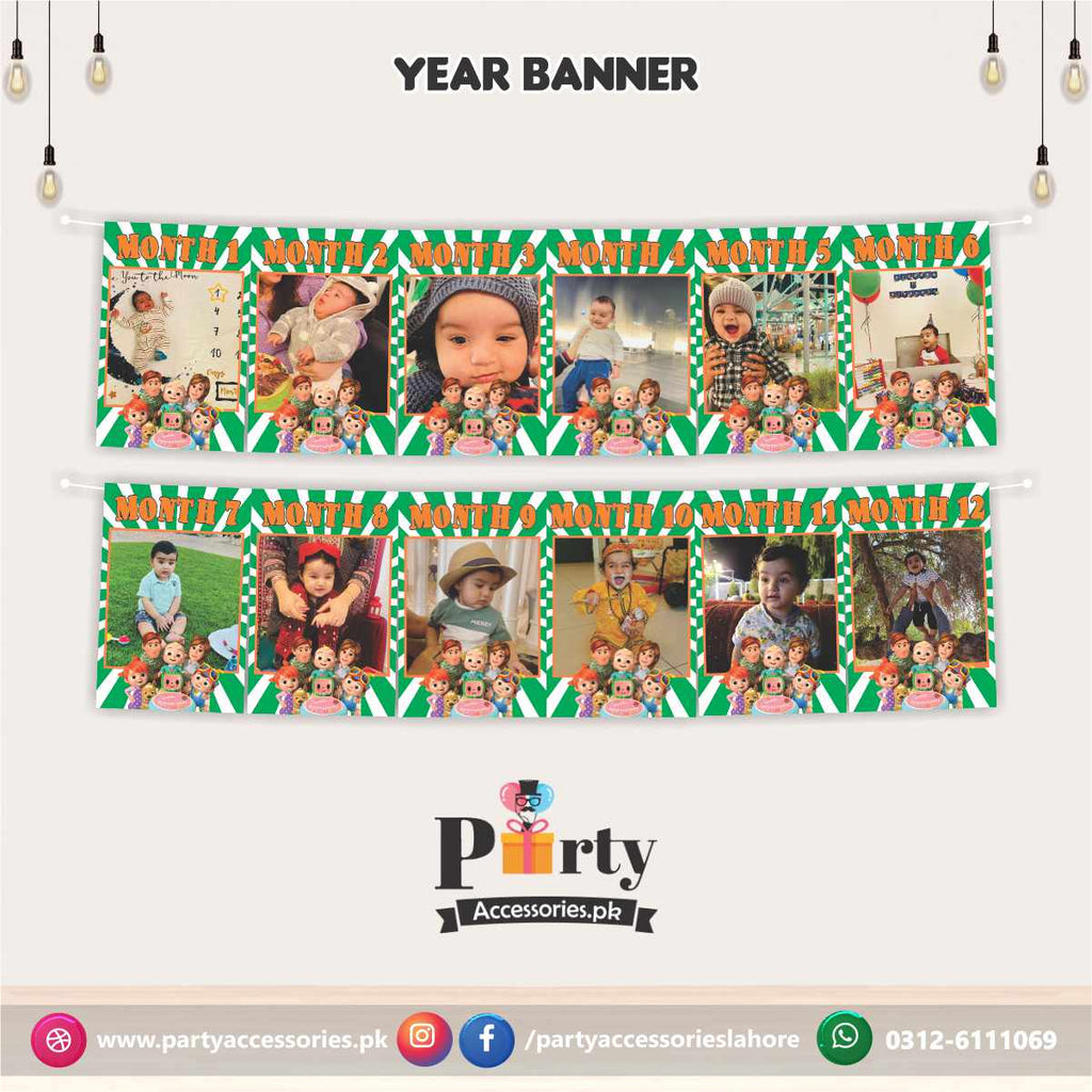 Cocomelon theme wall decoration Customized Month wise year Picture banner