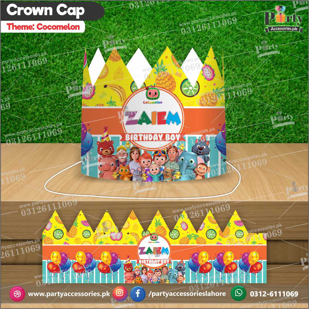 cocomelon crown cap for birthday boy 