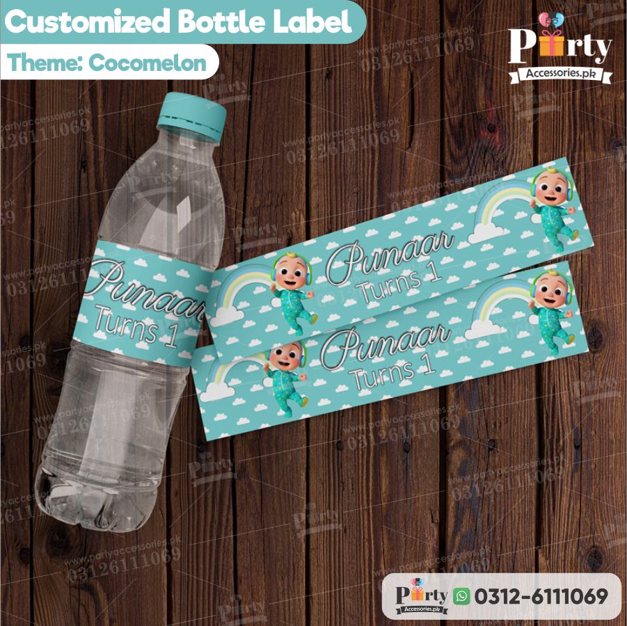  CUSTOMIZED cocomelon bottle labels  
