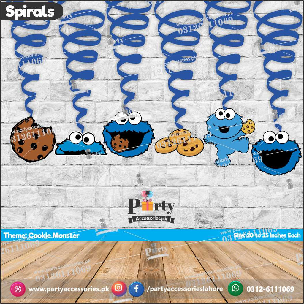 Spiral Hanging swirls in Cookie Monster theme birthday party decorations