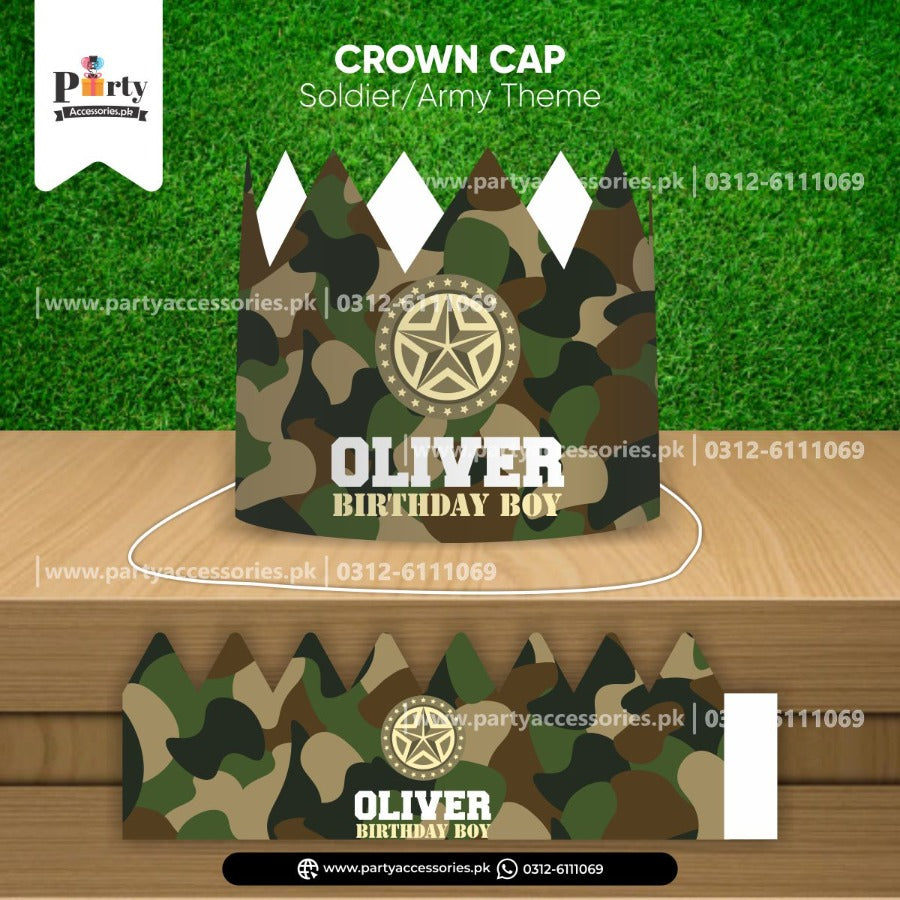 army theme crown cap for birthday boy