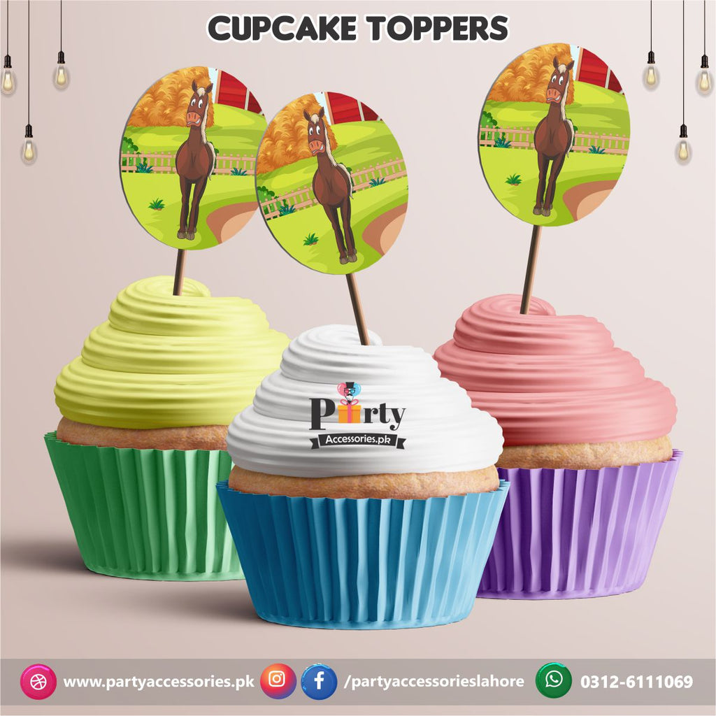 Farm animals theme birthday party cupcake Toppers