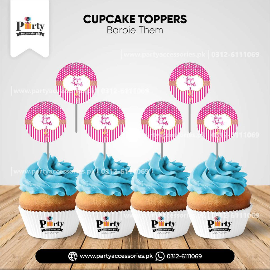 barbie doll theme cupcake toppers 