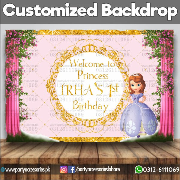 Customized Princess Sofia Theme Birthday Party Backdrop wall decoration