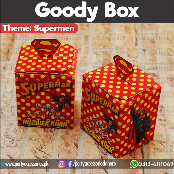 Customized Superman theme Favor / Goody Boxes for Birthday Parties