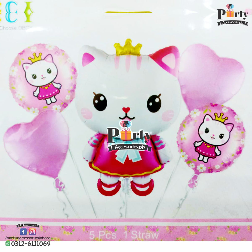 Hello kitty theme birthday party foil balloons set of 5 of party decoration