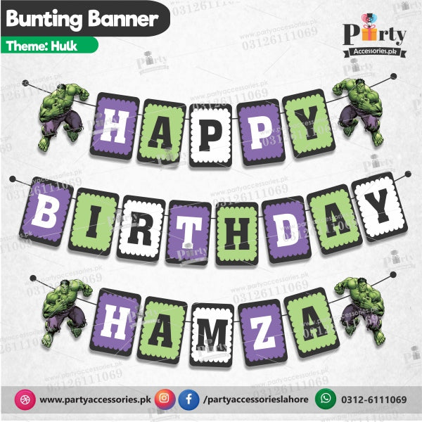 Customized Hulk theme Birthday Bunting Banner