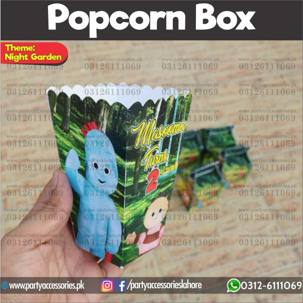 Customized Popcorn boxes for In the Night Garden themed birthday party