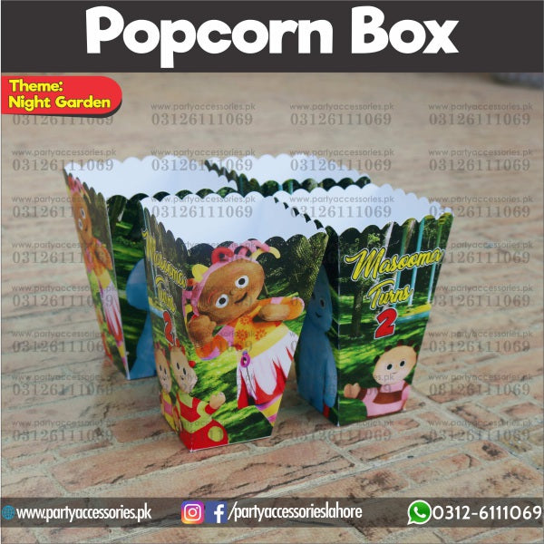Customized Popcorn boxes for In the Night Garden themed birthday party