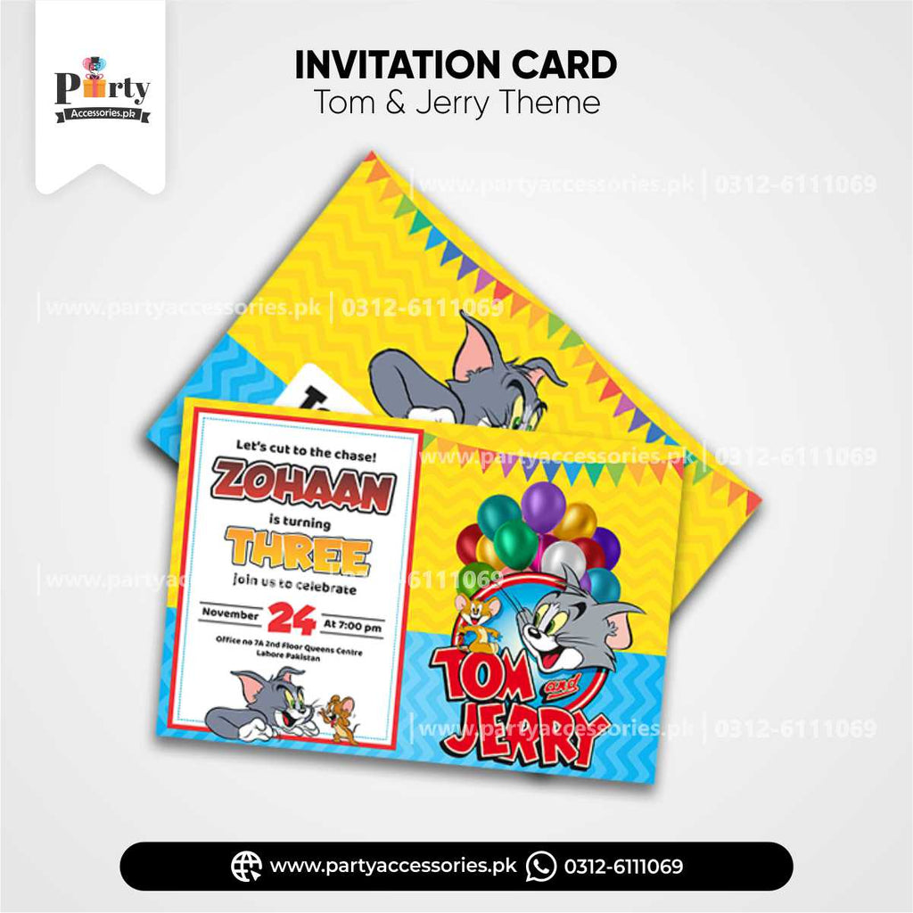 tom and jerry birthday customized invitation cards 