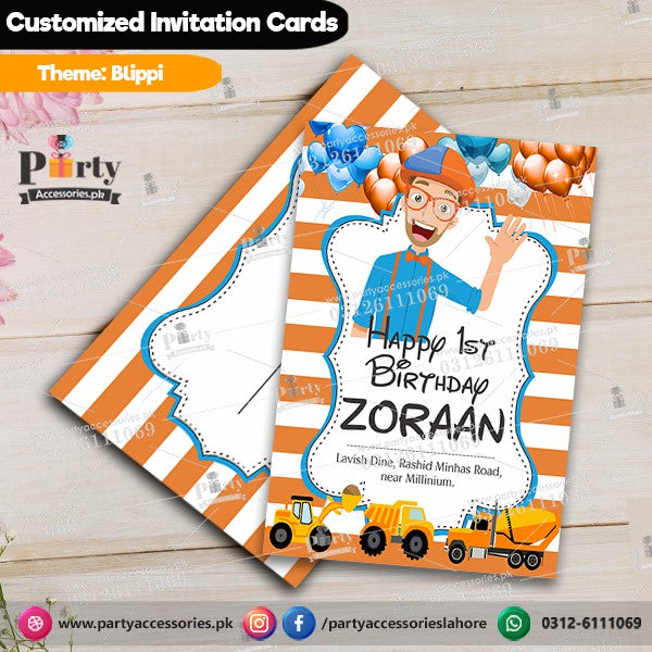 Customized blippi theme Party Invitation Cards for birthday parties decoration ideas