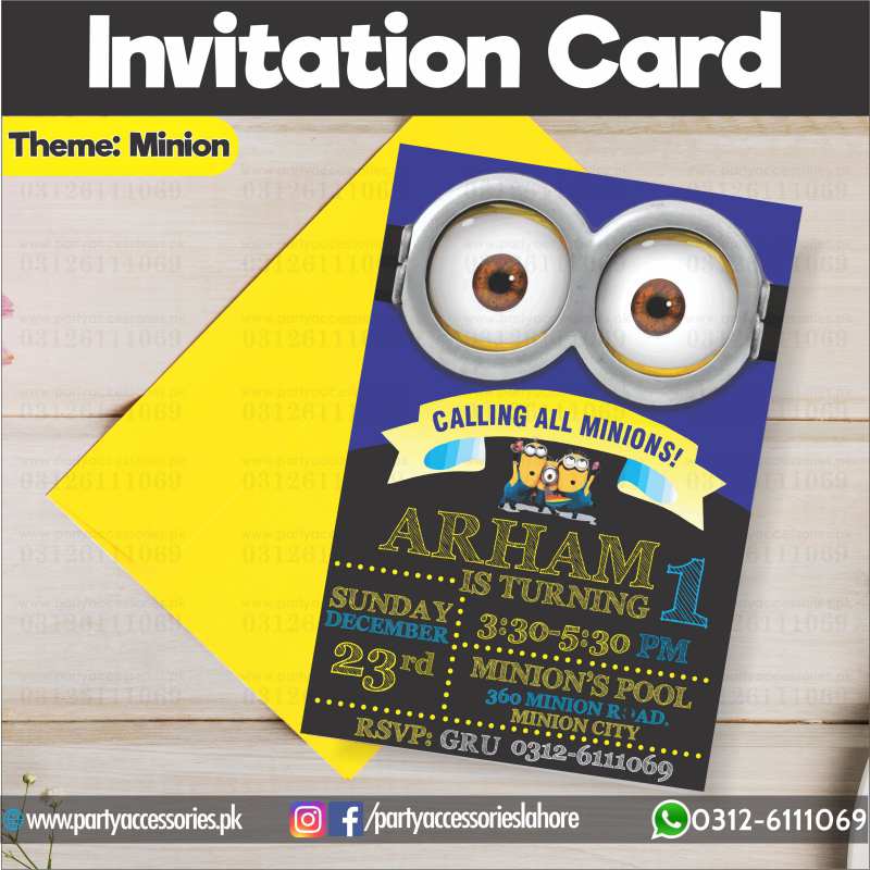  Customized Minions theme Party Invitation Cards