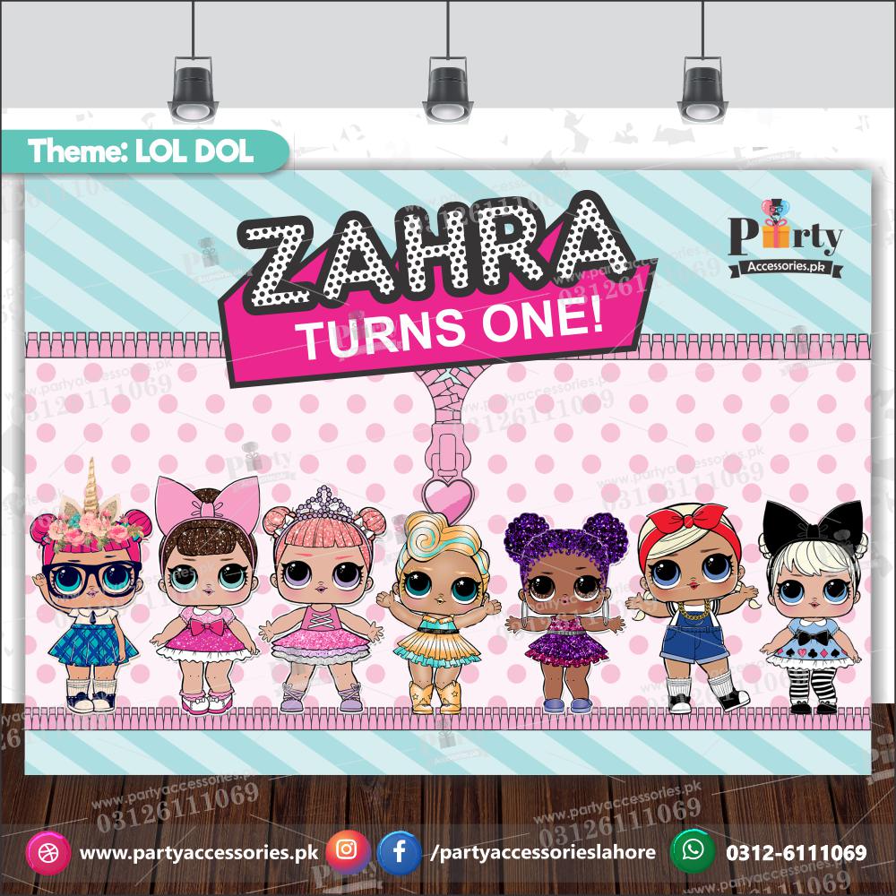 Customized LOL doll Theme Birthday Party Backdrop