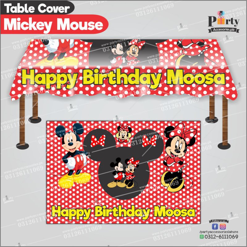 Mickey Mouse Theme Customized Birthday Table Cover