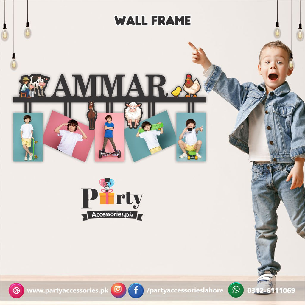 Customized Wall NAME frame in Farm animals theme Birthday Party