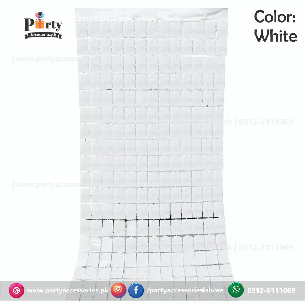 box shape foil curtain white color