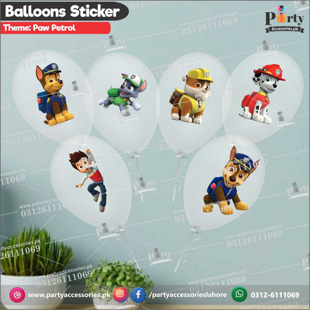 Paw Patrol theme transparent balloons with stickers etsy decoration ideas