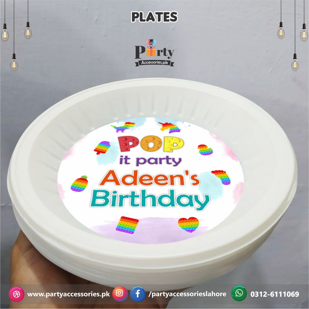 Customized disposable Paper Plates for Pop It Party theme party pack of 6