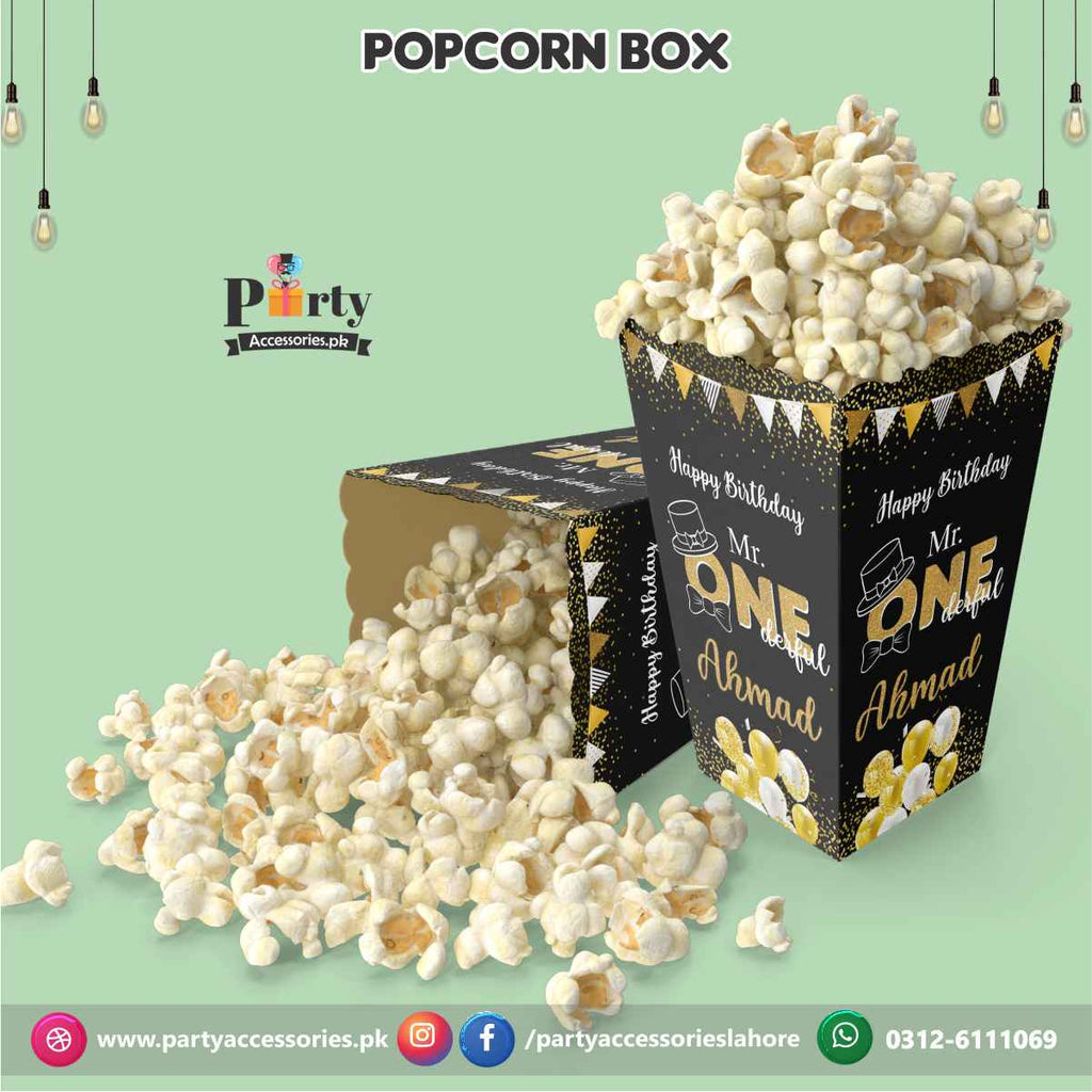Onederful theme Birthday Party theme Customized Popcorn boxes