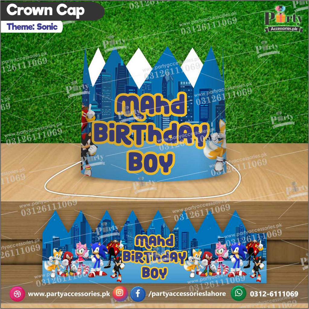 Crown Cap in Sonic theme customized for the birthday boy / Girl
