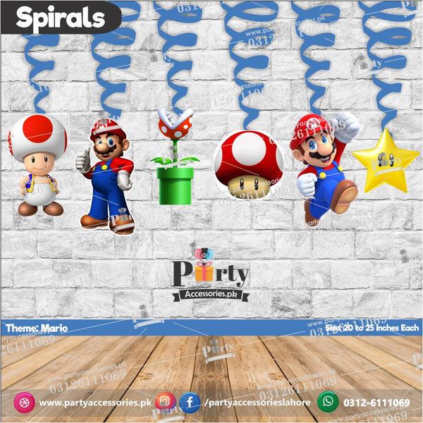 Spiral Hanging swirls in mario theme birthday party decorations 