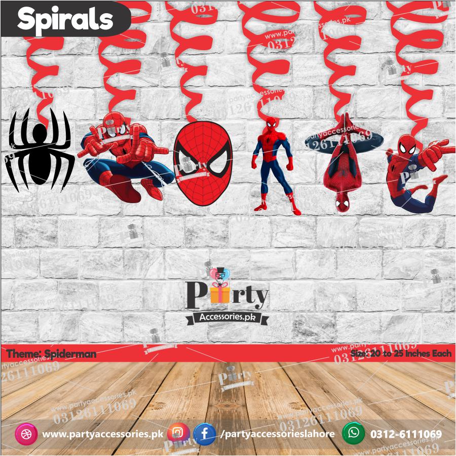 Spiral Hanging swirls in Spiderman theme birthday party decorations