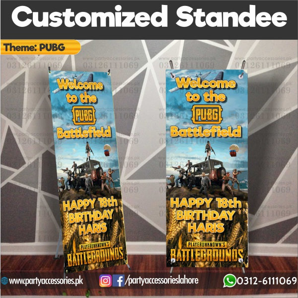 Customized Welcome Standee for birthday in PUBG theme
