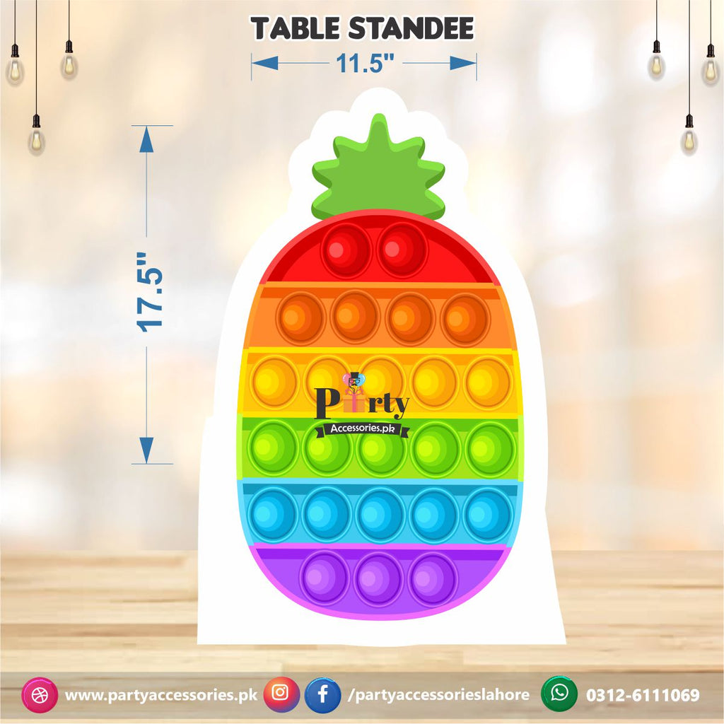 Pop It Party theme Table standee in Pineapple Shape cutouts