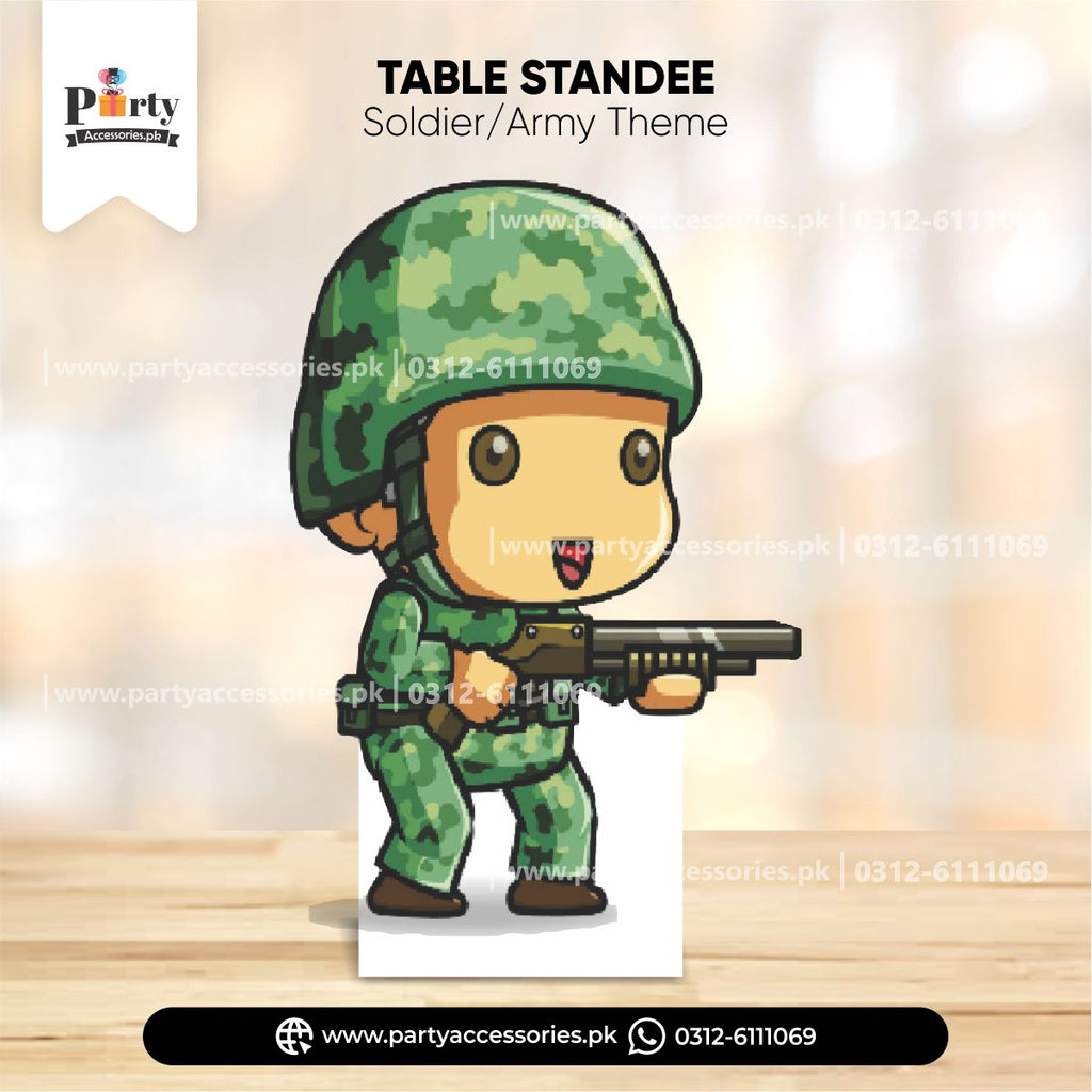 table / floor standee in ar,y soldier theme 