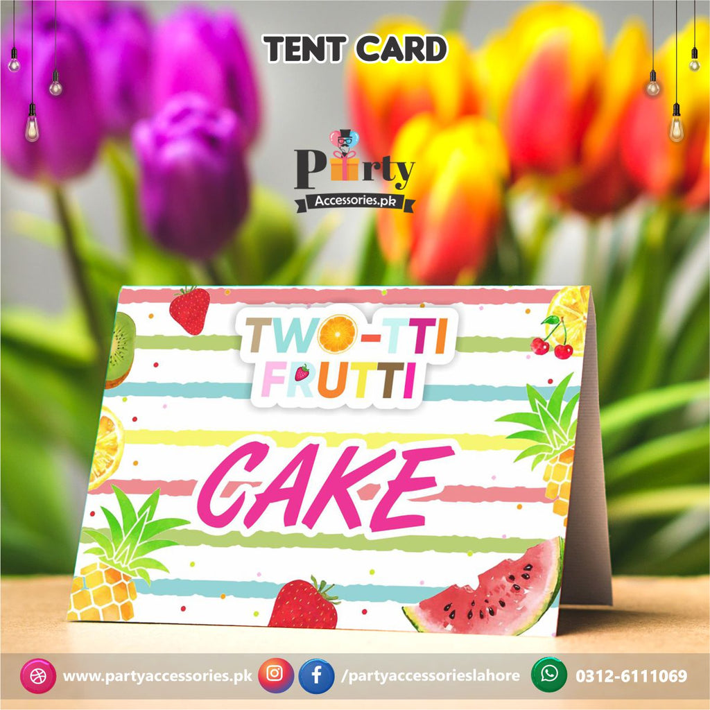 Tutti Fruiti theme birthday Party Table Tent cards