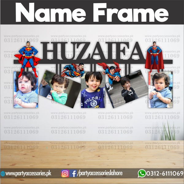 Customized Wall NAME frame in Superman theme Birthday Party