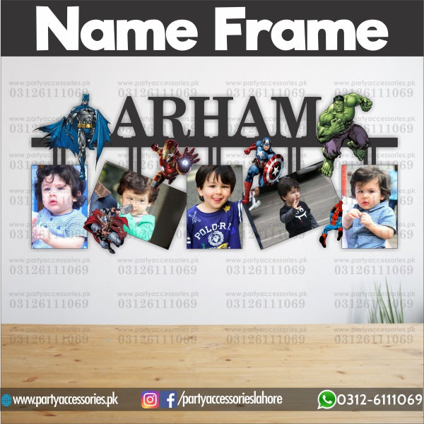Superheros Avengers theme customized wall name frame for Wall decoration